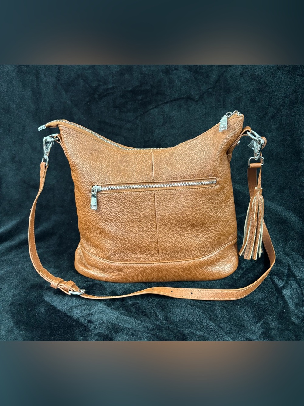 Befen Genuine Leather Cognac Brown Hobo Crossbody Bag